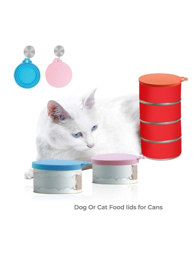 ShebSheb 6 Pack Silicone Pet Can Cover Lids, Universal Size for Dog Cat Food, 1 fit 3 Standard Size Can Tops, BPA Free Dishwasher Safe (Orange, Green) - Image 5
