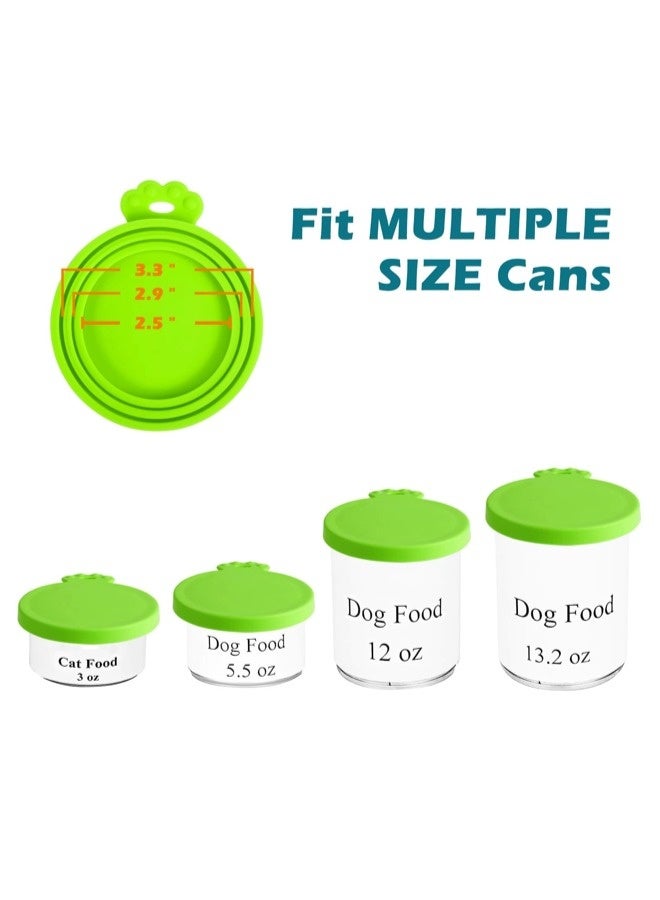 ShebSheb 6 Pack Silicone Pet Can Cover Lids, Universal Size for Dog Cat Food, 1 fit 3 Standard Size Can Tops, BPA Free Dishwasher Safe (Orange, Green) - Image 2