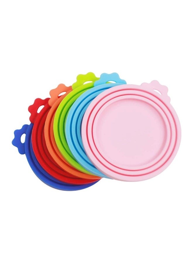 ShebSheb 6 Pack Silicone Pet Can Cover Lids, Universal Size for Dog Cat Food, 1 fit 3 Standard Size Can Tops, BPA Free Dishwasher Safe (Orange, Green) - Image 1