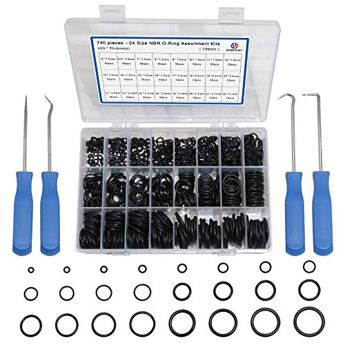 boeray 740pc Universal O Rings Assortment in 24 Sizes with 4pc Tools | Rubber O Rings Kit for Faucet Plumbing Automotive Repair | Nitrile Rubber Oring Kit - Image 1