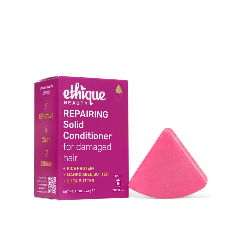 Ethique Repairing Conditioner Bar for dry, damaged hair with Rice Protein - Plastic Free, Vegan, Cruelty-Free, 2.12 oz - Formerly Too Delicious - Image 1