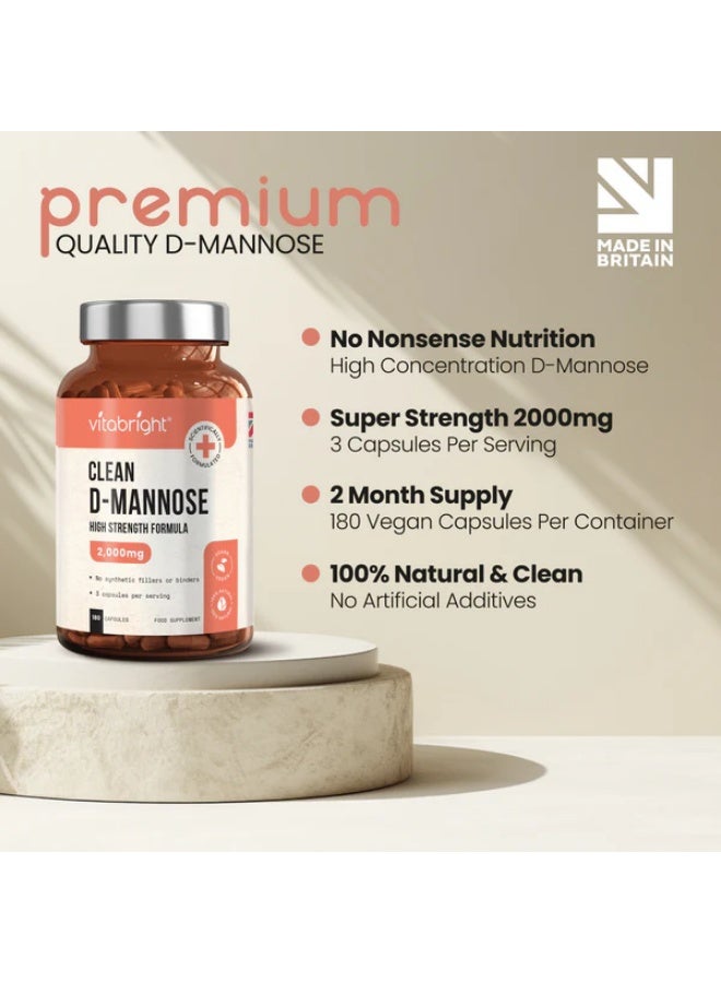 VitaBright D-Mannose 2000mg Capsules | Supports Urinary Tract Health, Bladder Comfort & Detox Support | Natural Cranberry Alternative Supplement | 180 Capsules | 2 Month Supply - Image 2