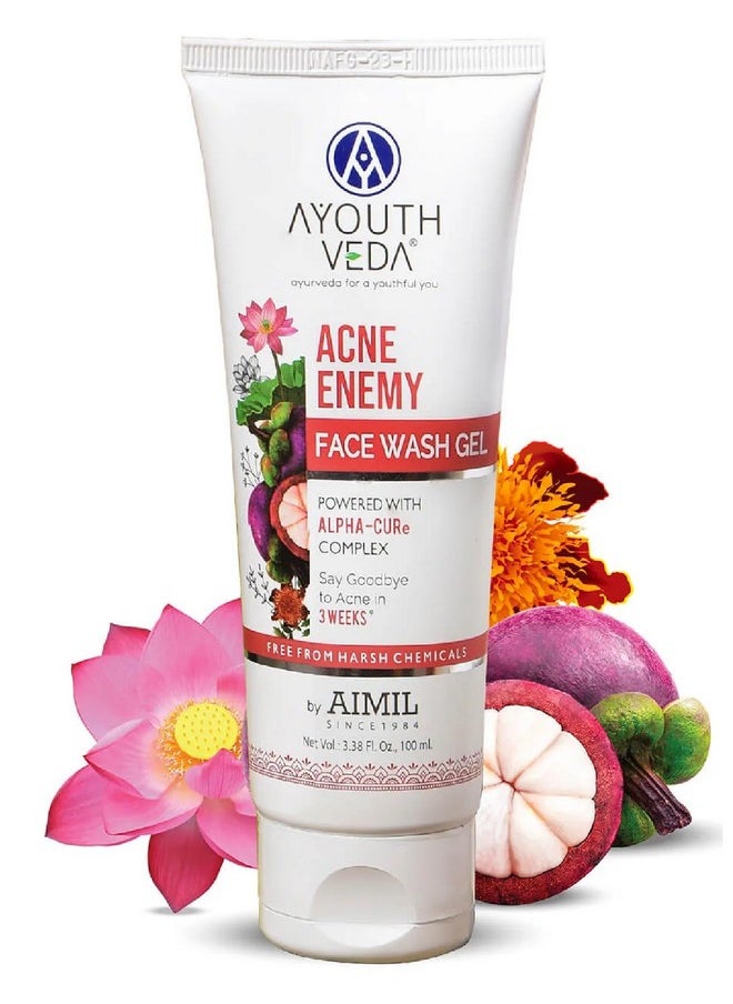 AYOUTHVEDA Acne Enemy 100 Ml Face Wash Gel For Acne & Pimples |Face Wash For Oily Skin And Pimples | Anti Pimple Face Wash | Suitable For All Skin Types (Pack Of 1: 100Ml)  - Image 1