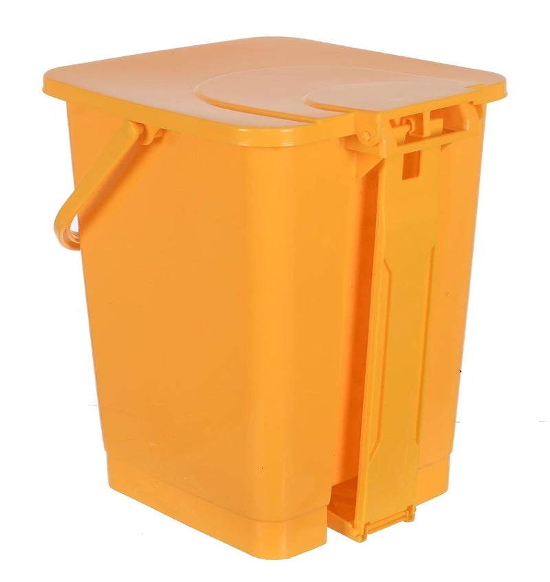 Kuber Industries Heart Home Square Premium Plastic Pedal Dustbin with Lid for HomeKitchenOffice 10 Ltr YellowPack of 3  - Image 5