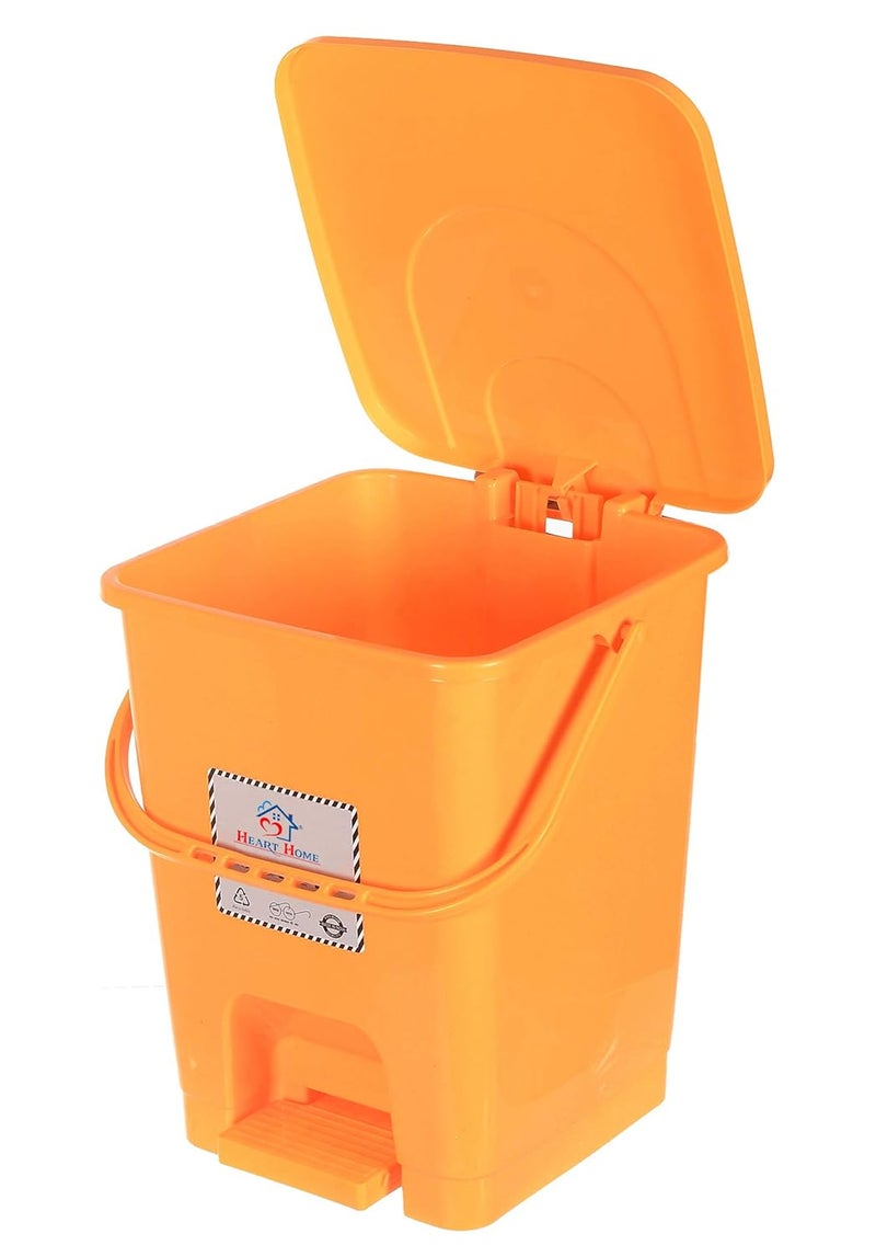Kuber Industries Heart Home Square Premium Plastic Pedal Dustbin with Lid for HomeKitchenOffice 10 Ltr YellowPack of 3  - Image 4