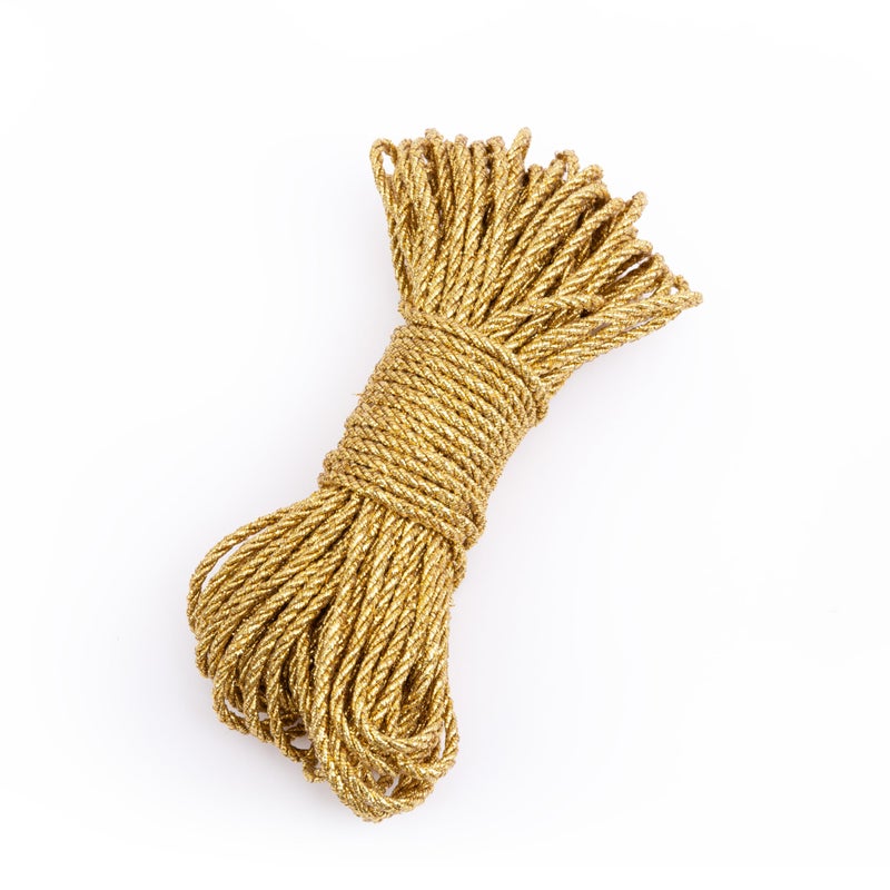 Shelver 3mm Gold Rope Decorative Metallic Cord Shiny Twisted Cord 15 Metres