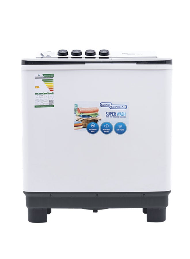 SUPER GENERAL Semi Automatic Washing Machine With Lint Filter 8 kg KSGW85 White - Image 1