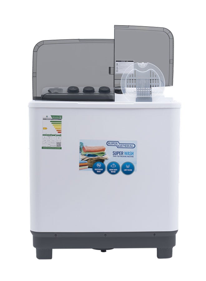 SUPER GENERAL Semi Automatic Washing Machine With Lint Filter 8 kg KSGW85 White - Image 3