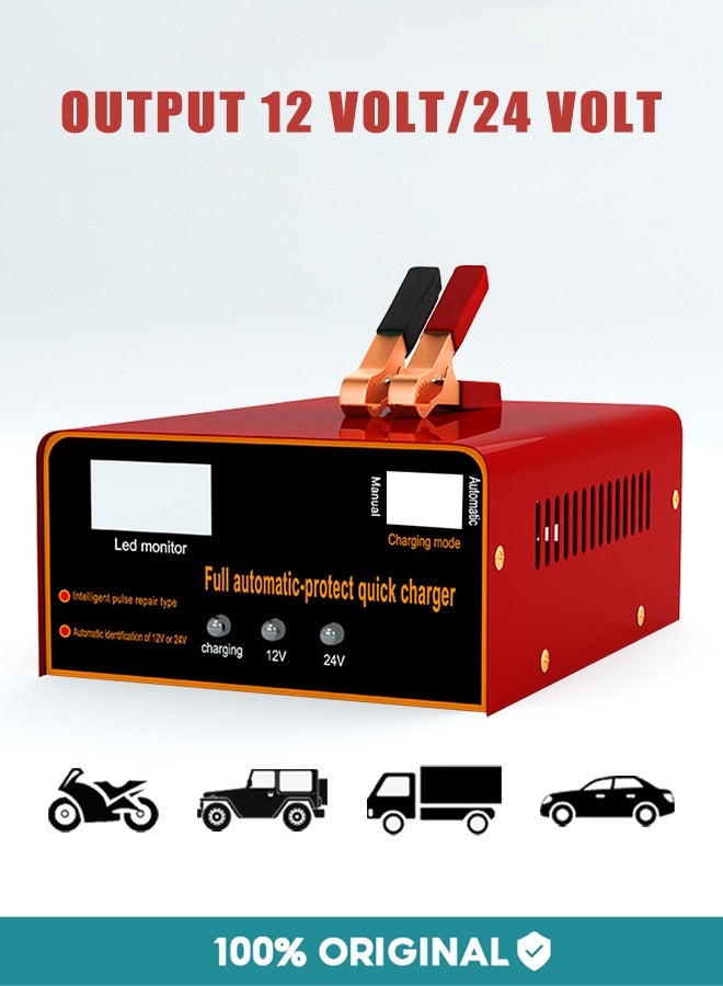 Intelligent Pulse Battery Charger - Digital Display for Car/Motorcycle Batteries - Auto Repair & Maintenance - Image 1