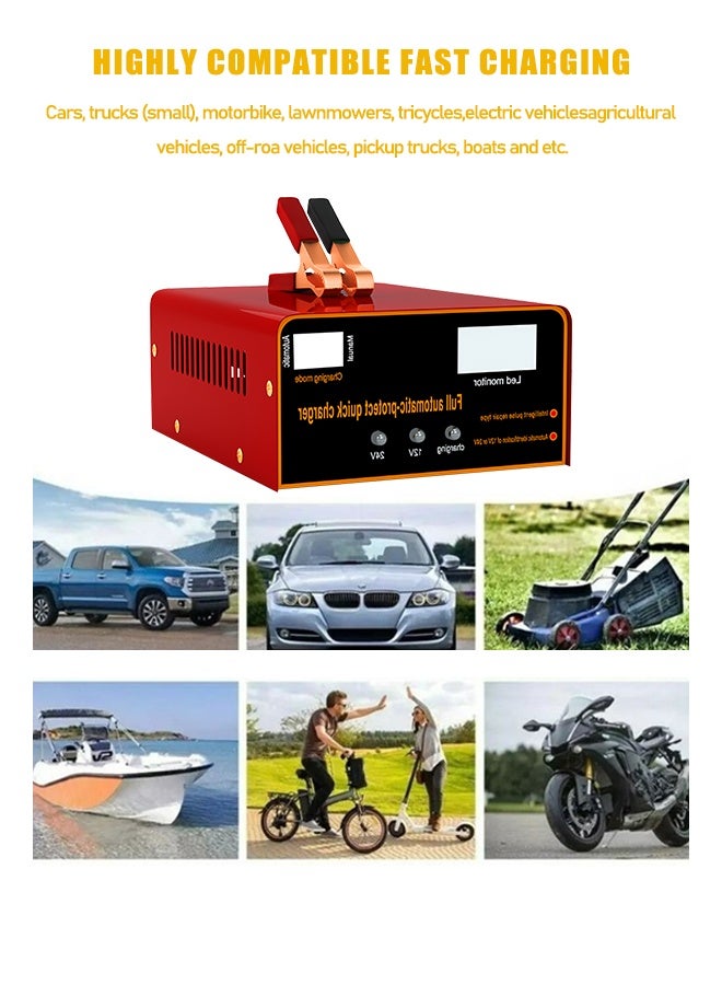 Intelligent Pulse Battery Charger - Digital Display for Car/Motorcycle Batteries - Auto Repair & Maintenance - Image 3