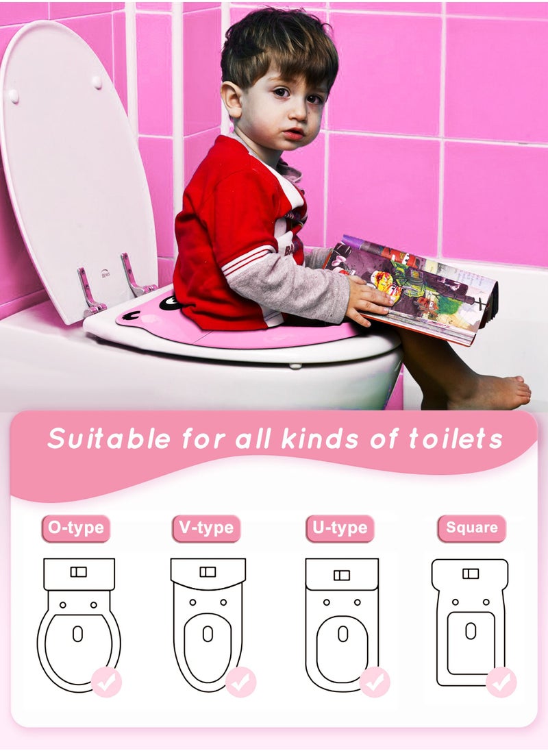 HomarKet Portable Travel Potty Seat for Toddlers, Large Folding Travel Potty Seat For Kids Fits All Shape Toilet, Foldable Toilet Seat for Boys & Girls With 6 Non-Slip Silicone Pad, Free Carry Bag, Pink  - Image 2
