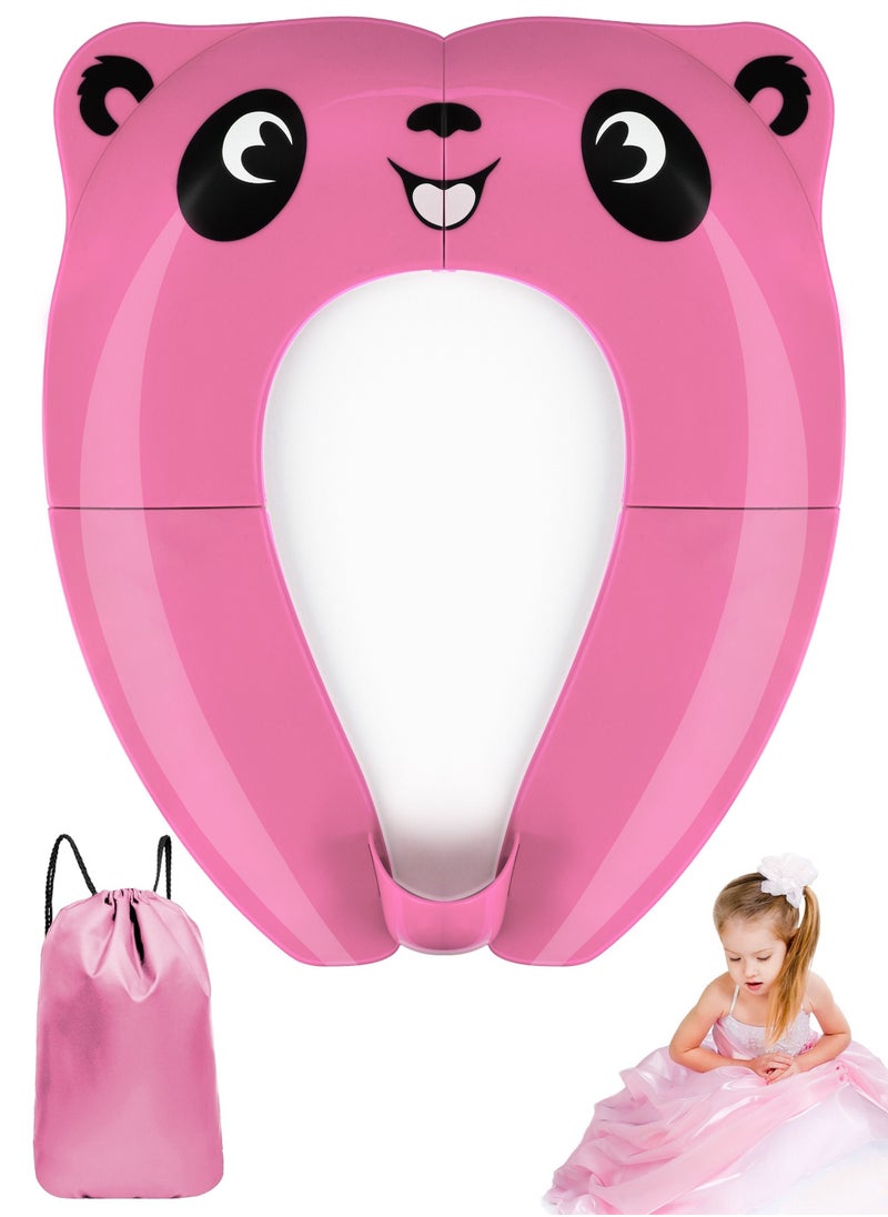 HomarKet Portable Travel Potty Seat for Toddlers, Large Folding Travel Potty Seat For Kids Fits All Shape Toilet, Foldable Toilet Seat for Boys & Girls With 6 Non-Slip Silicone Pad, Free Carry Bag, Pink  - Image 1