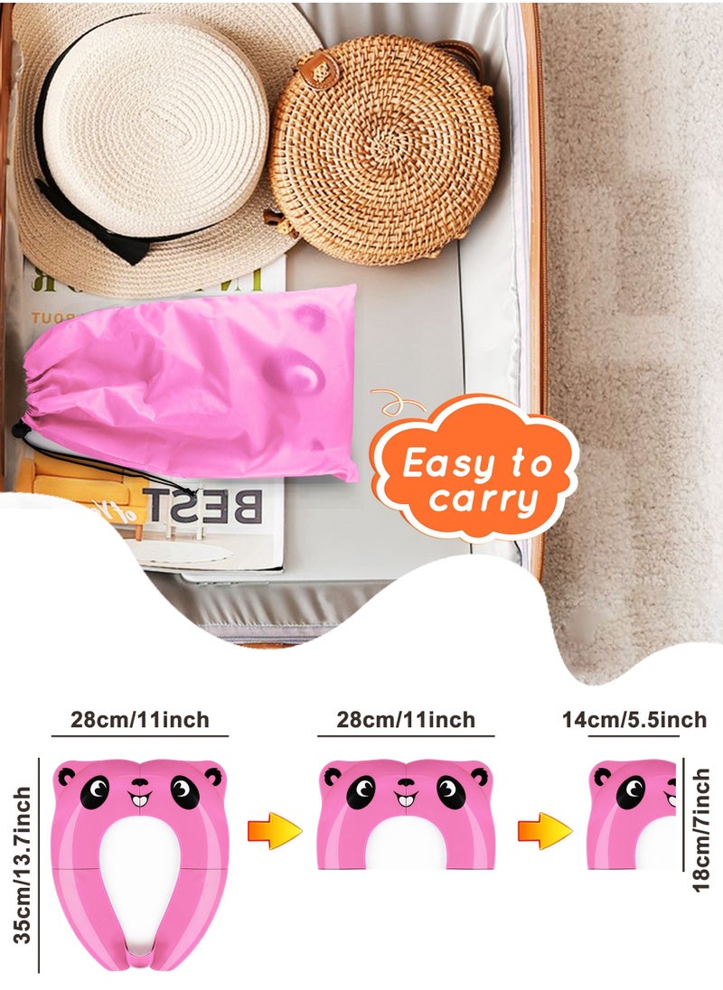 HomarKet Portable Travel Potty Seat for Toddlers, Large Folding Travel Potty Seat For Kids Fits All Shape Toilet, Foldable Toilet Seat for Boys & Girls With 6 Non-Slip Silicone Pad, Free Carry Bag, Pink  - Image 3