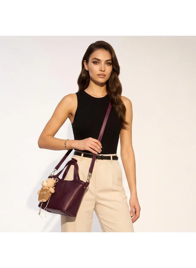 Sasha Sasha Teddy Bear Charm Tote Bag with Detachable Strap