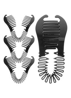 FOMIYES FOMIYES 4pcs Banana clip Interlocking Flexible Hair Combs Clips Ponytail Hair Clincher Two Sides Hair Accessories Head Tooth Hair Hoop Hairband for Women Black 