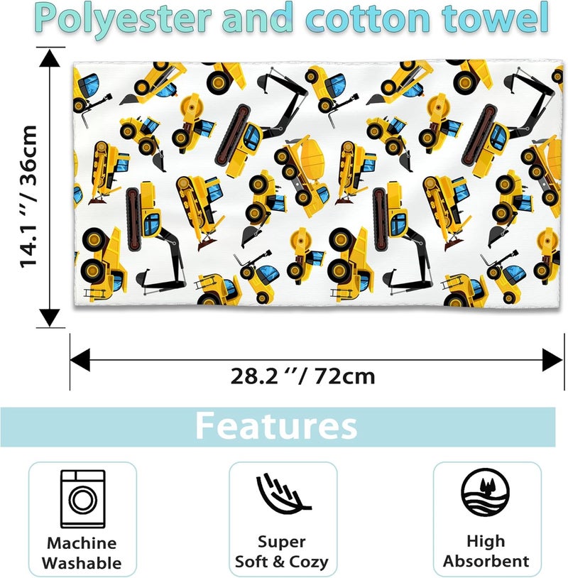 CXULIN Construction Machines Hand Towels Set of 2,Tractor Decorative Towels Highly Absorbent Soft Towels for Bathroom Beach Kitchen Spa Gym Face Towel 14x28 Inch - Image 2
