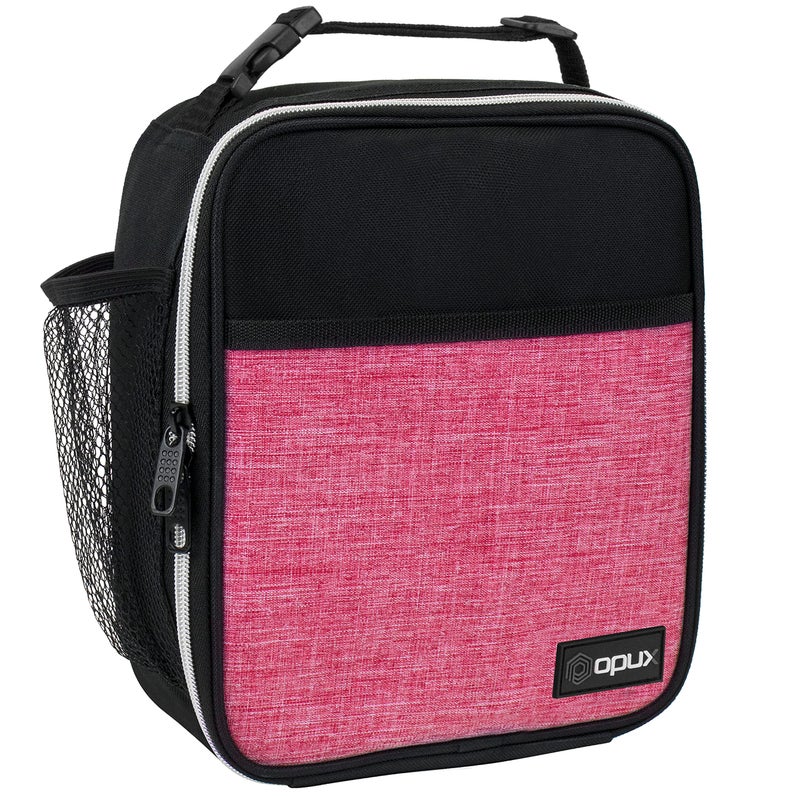 صندوق غداء معزول فاخر من أوبوكس حقيبة غداء ناعمة للمدرسة للفتيات والأطفال مقاومة للتسرب صندوق غداء صغير للنساء للعمل قابلة لإعادة الاستخدام حقيبة تبريد مدمجة لمكتب البالغين باللون الوردي الخفيف