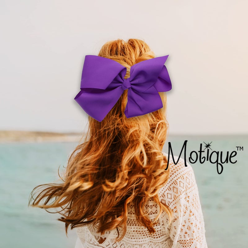 Motique Accessories 8 Inch Grosgrain Bow for Women and Girls (Purple) - Image 3