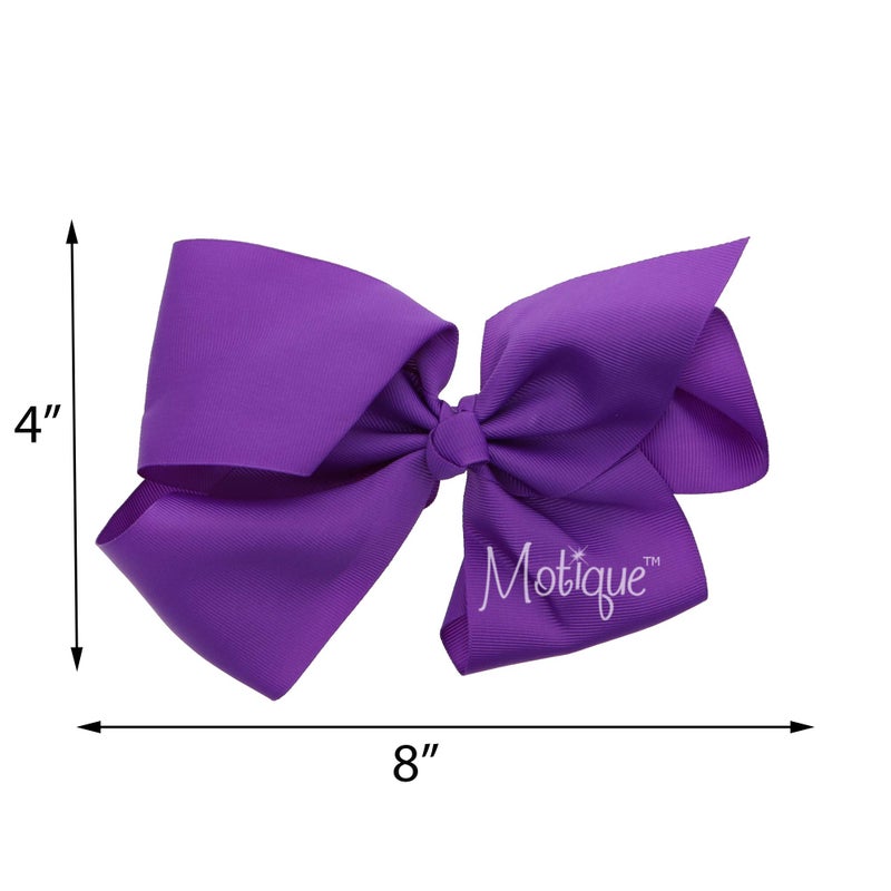 Motique Accessories 8 Inch Grosgrain Bow for Women and Girls (Purple) - Image 2