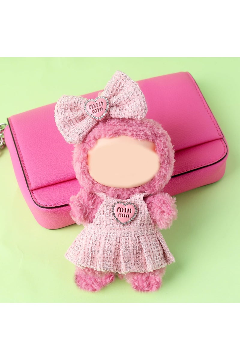Handmade 17cm Doll Dress Set – Pink Skirt with Bow Headband, Cute Clothes for Plush Dolls – No Doll Included - Image 2