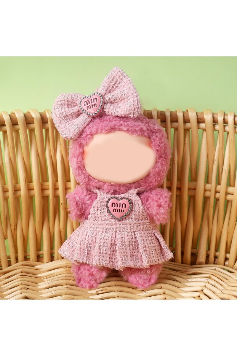 Handmade 17cm Doll Dress Set – Pink Skirt with Bow Headband, Cute Clothes for Plush Dolls – No Doll Included - Image 3