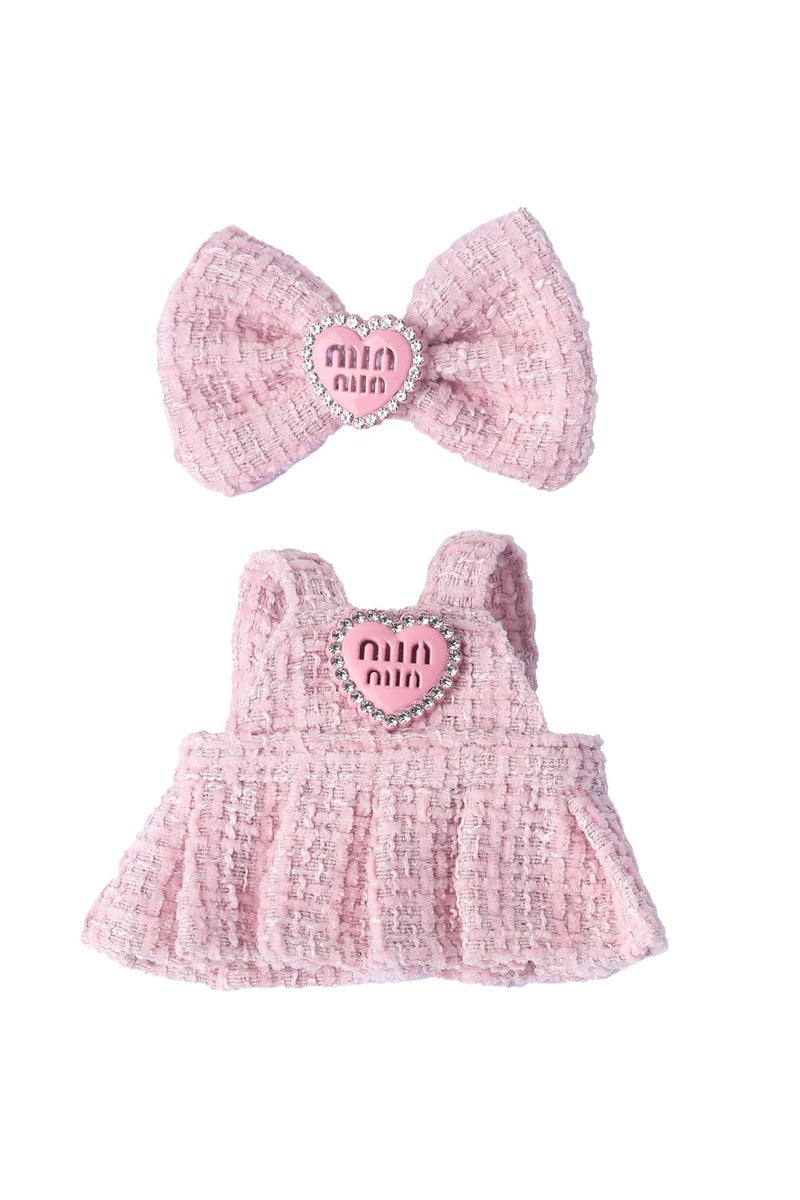 Handmade 17cm Doll Dress Set – Pink Skirt with Bow Headband, Cute Clothes for Plush Dolls – No Doll Included - Image 4