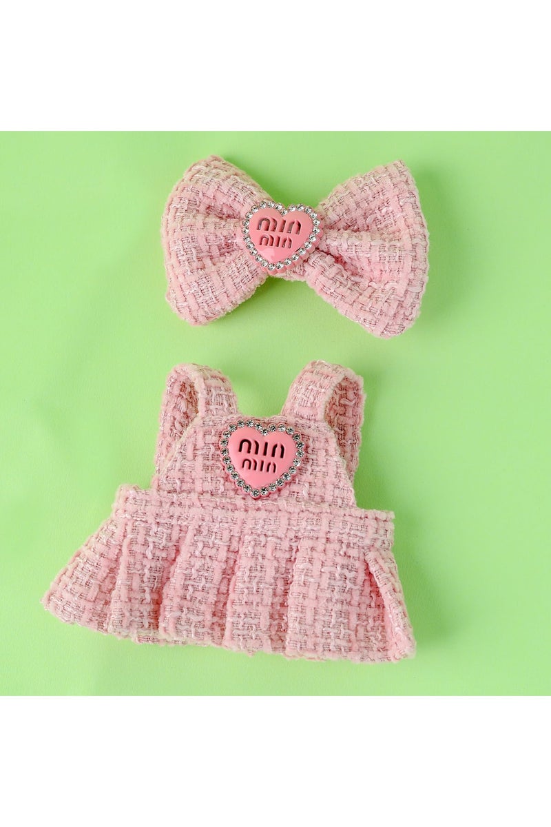 Handmade 17cm Doll Dress Set – Pink Skirt with Bow Headband, Cute Clothes for Plush Dolls – No Doll Included - Image 5