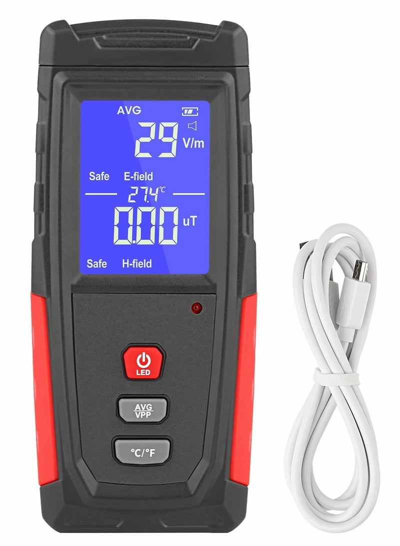 Y&D EMF Meter, Portable Digital Radiation Detector, Handheld Detector for Home/Outdoor, Electric/Magnetic Field/Ghost - LED Light & Sound Alarm Black (1-1999V/m, 0.01-99.99μT)  - Image 1