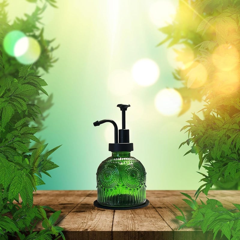 krofaue Vintage Soap Dispenser for Bathroom,Glass Kitchen Liquid Soap Dispenser with Pump,Farmhouse Antique,Cute Small Rustic  Decor(Green) - Image 4