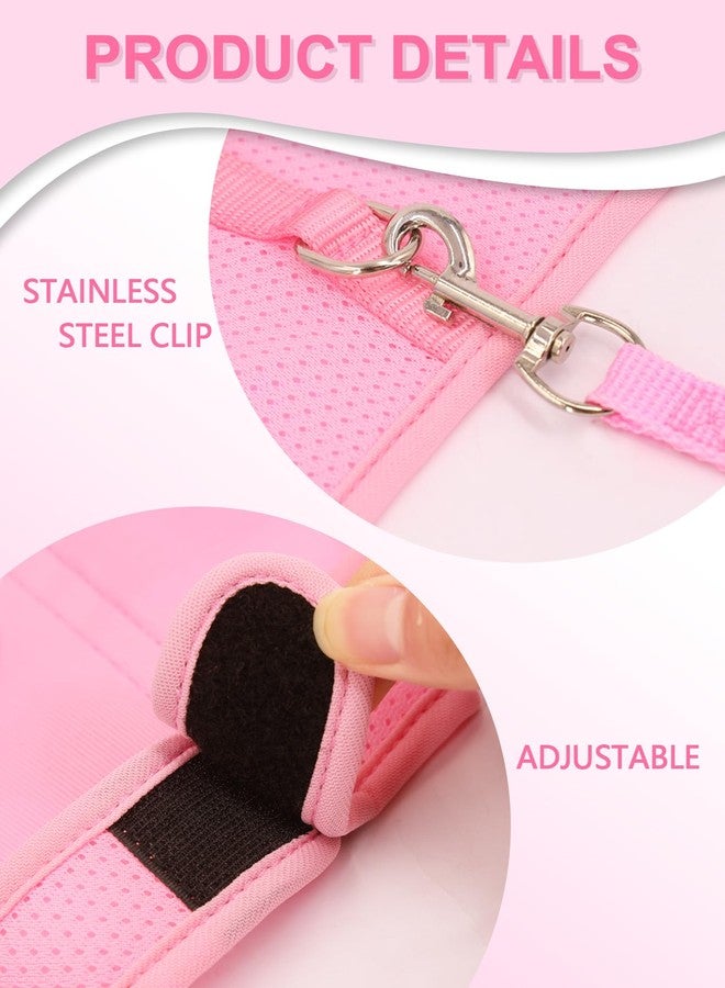 cyhaen Rabbit Leash and Harness Set for Walking Escape Proof,Mesh Breathable Adjustable Bunny Leash Camping Hiking Training for Bunny Ferret Kitten Puppy Pink S Young Rabbit 1-3 Months - Image 5