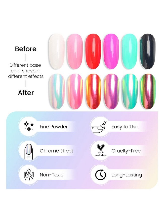 Ownest 2Pcs Neon Iridescent Chrome Nail Powdermermaid Chrome Nail Powder Symphony Shell Nail Powdermermaid Pearl Magic Nail Powder Salon Nail Pigment Manicure Pigment - Image 5