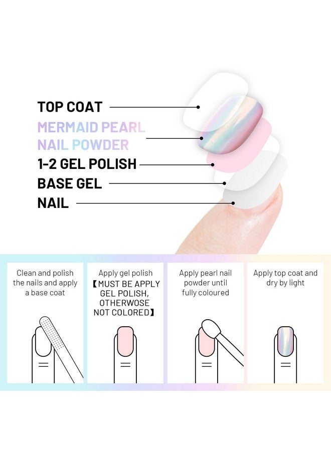 Ownest 2Pcs Neon Iridescent Chrome Nail Powdermermaid Chrome Nail Powder Symphony Shell Nail Powdermermaid Pearl Magic Nail Powder Salon Nail Pigment Manicure Pigment - Image 2