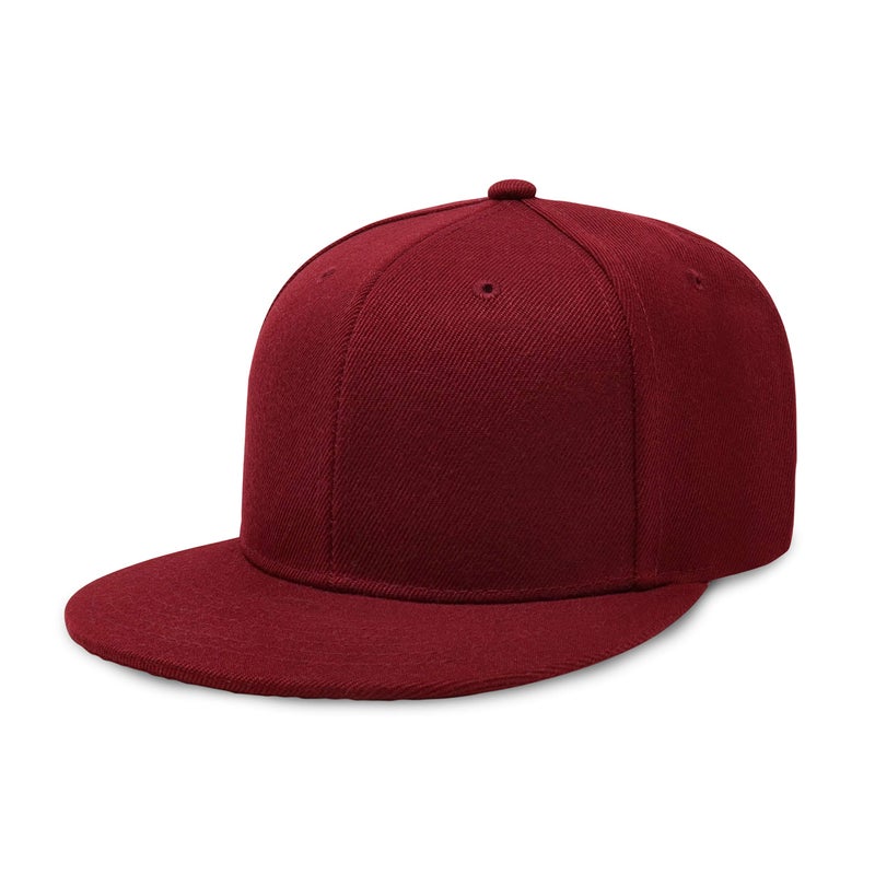 CHOK.LIDS Flat Bill Visor Classic Snapback Hat Blank Adjustable Brim High Top End Trendy Color Style Plain Tone Baseball Cap (Burgundy) - Image 1