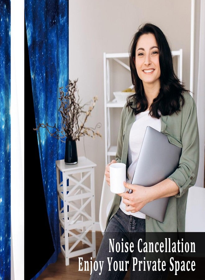 Renaiss Galaxy Starry Night Blackout Curtains for Bedroom Blue Outer Space Universe Nebula Sky Star Window Curtain Drapes for Boys Kids Living Room Decor Darkening Curtains 2 Panels Set, 42x63 Inch - Image 3