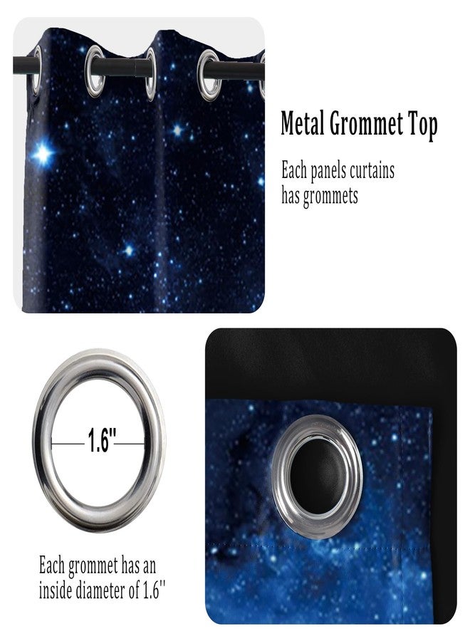 Renaiss Galaxy Starry Night Blackout Curtains for Bedroom Blue Outer Space Universe Nebula Sky Star Window Curtain Drapes for Boys Kids Living Room Decor Darkening Curtains 2 Panels Set, 42x63 Inch - Image 4