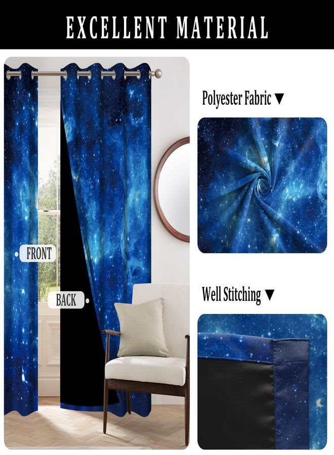 Renaiss Galaxy Starry Night Blackout Curtains for Bedroom Blue Outer Space Universe Nebula Sky Star Window Curtain Drapes for Boys Kids Living Room Decor Darkening Curtains 2 Panels Set, 42x63 Inch - Image 5