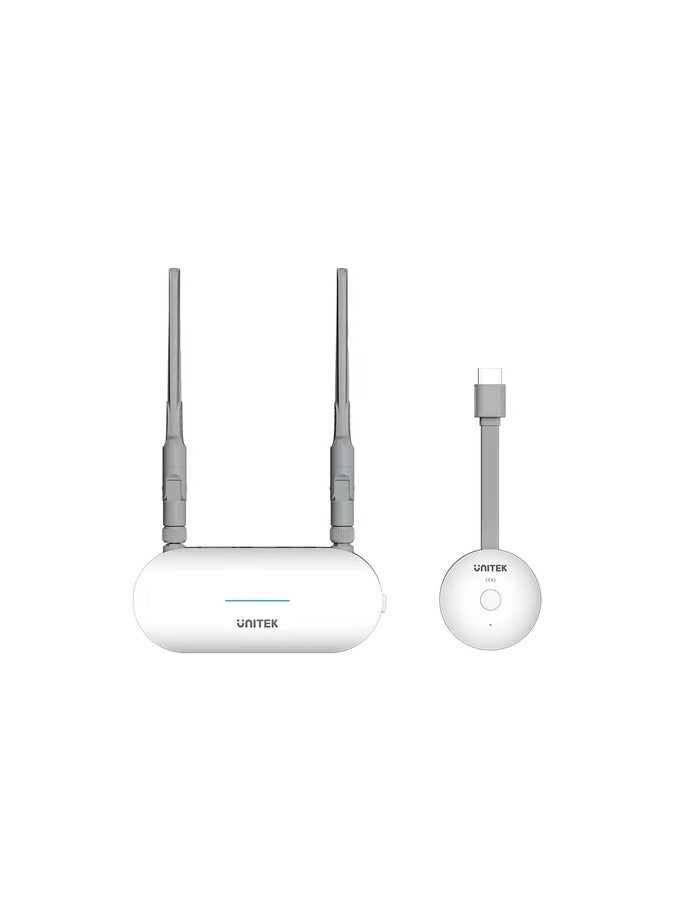 UNITEK جهاز إرسال واستقبال HDMI لاسلكي، مجموعة HDMI لاسلكية تصل إلى 50 متر، تعمل مع نظام أندرويد/ نظام ويندوز/ نظام iOS/ نظام ماك، أجهزة الكمبيوتر المحمولة/ صناديق التلفاز/ أجهزة HDMI الأخرى. - Image 2