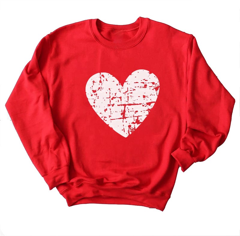 Yimoya Valentine Sweatshirt - Women's Cute Leopard Love Heart Shirt Gift - Teacher Valentine Sweatshirt (A-Red, L)