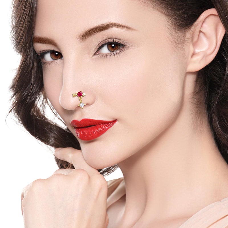 Tamhoo 25 Pcs Fake Nose Ring Clip On Nose Rings For Women Non Piercing Nose Cuffs For Non Pierced Nose Piercing Jewelry Gold Nose Ring Dangle Fake Nose Rings For Women Nose Clip Jewelry Cubic Zirconia - Image 4
