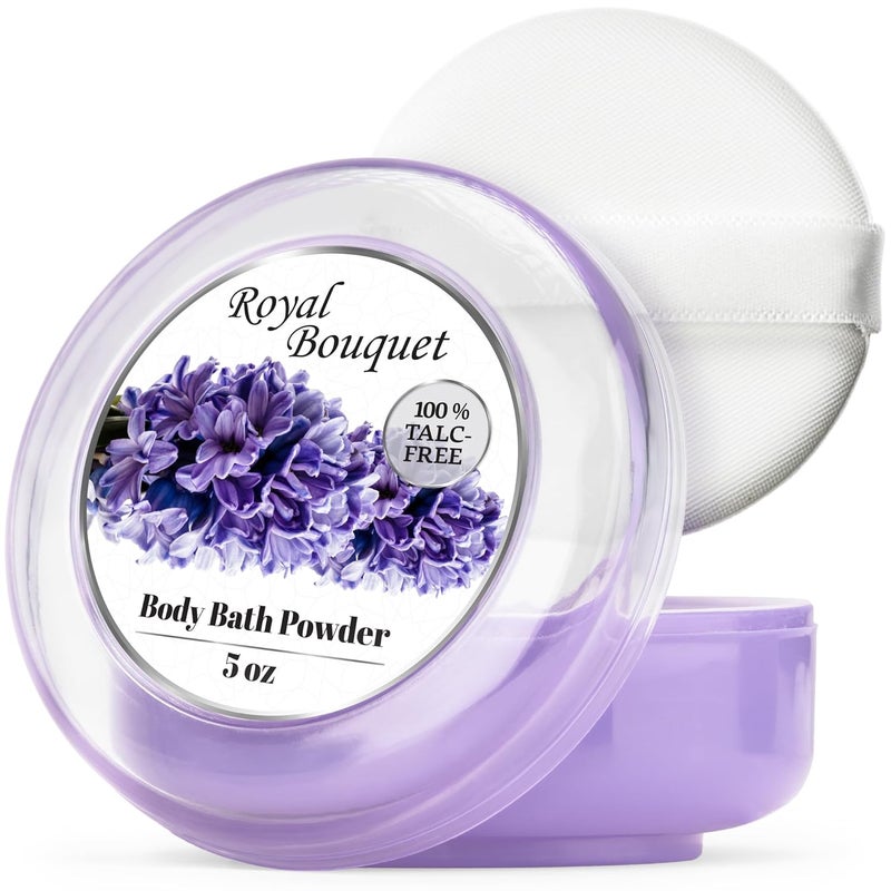 RNEU Body Powder for Women with Powder Puff 100 TalcFree Elegant Royal Bouquet Scented Dusting Powder After Bath for Soft Skin Extra Large 1 Pack 5oz