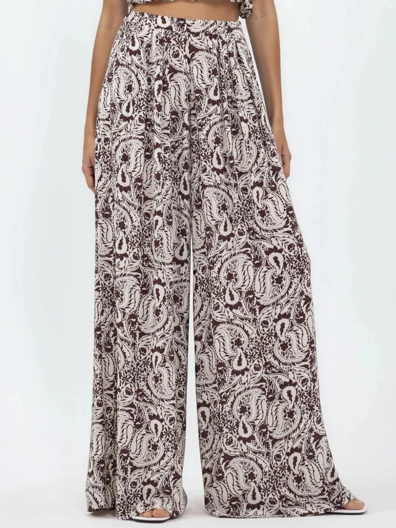 بوسيم BUSEM Wide Leg Paisley Trousers
