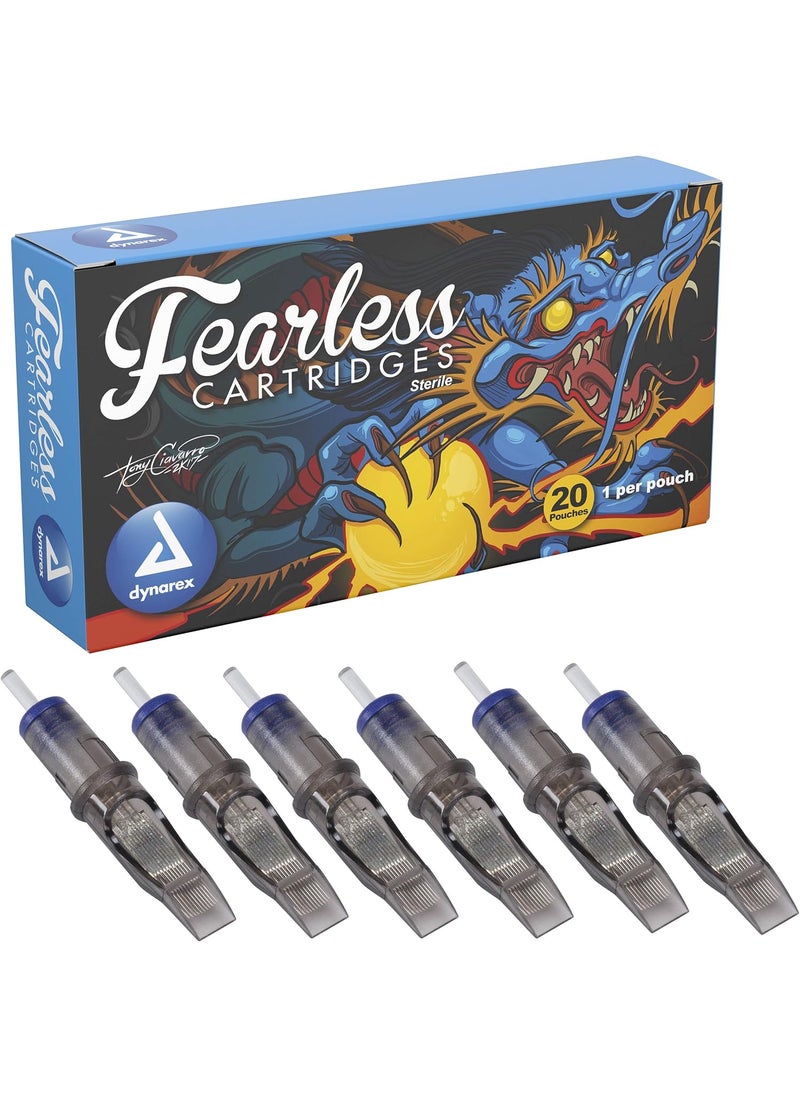 Dynarex Dynarex Fearless Tattoo Cartridges - Curved Magnum, 1225M1C, Surgical-Grade Needles, 12 (0.35mm) 25M1 Mag Cartridges, 1 Box of 20 Tattoo Cartridges 
