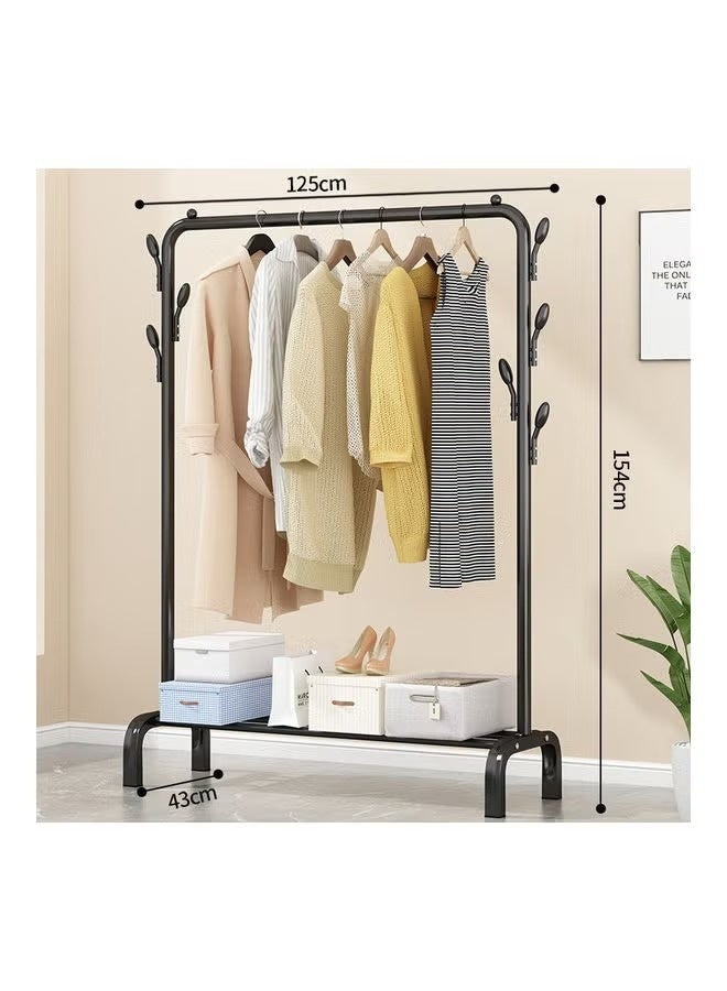 fashionhome Standing Clothes and Shoe Rack With Tree Shaped Holding Hooks Black 125x43x154cm - Image 1