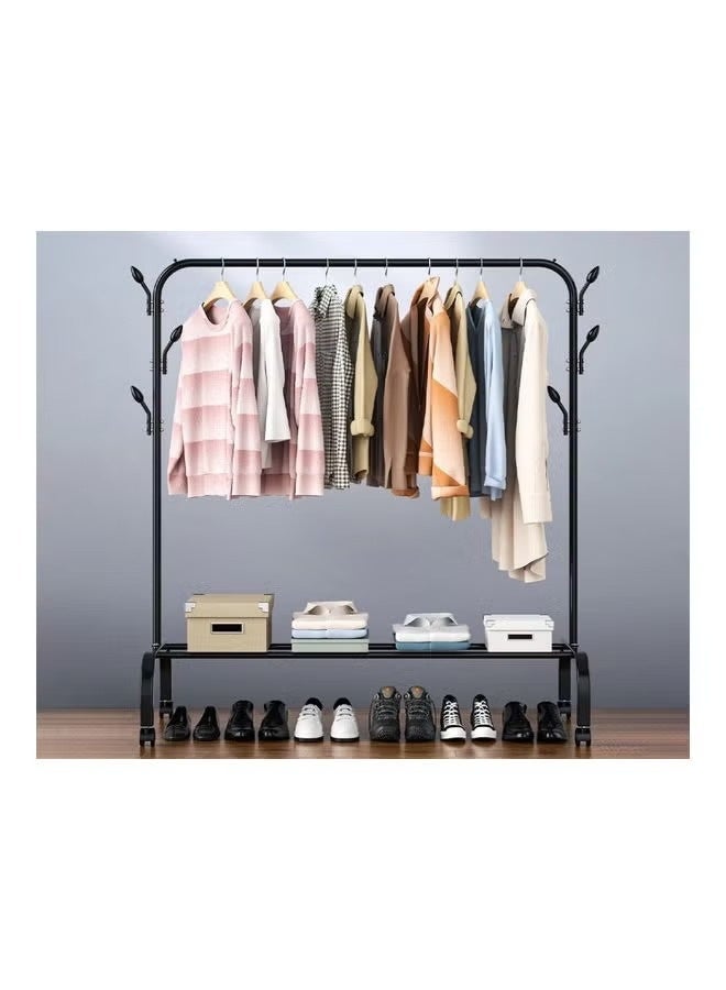fashionhome Standing Clothes and Shoe Rack With Tree Shaped Holding Hooks Black 125x43x154cm - Image 3