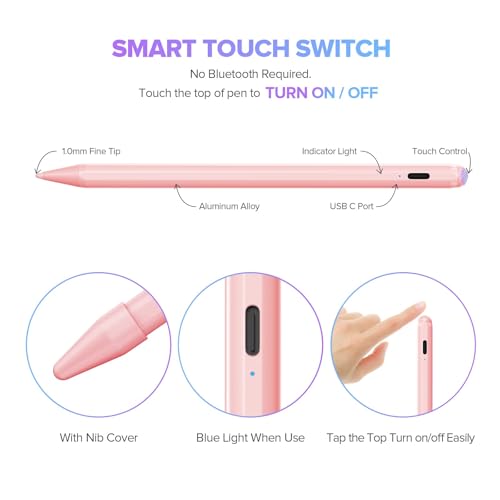 JAMJAKE Stylus Pen for iPad 11th&10th Generation - 2X Fast Charge Active Pencil Compatible with 2018-2025 Apple iPad Pro 11"/12.9"/M4, iPad Air 3/4/5/M2/M3, iPad 6-11, iPad mini 5/6 Gen - Pink - Image 5