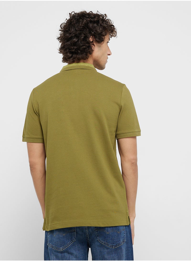CALVIN KLEIN Stretch Pique Grindle Short Sleeve Polo  - Image 2