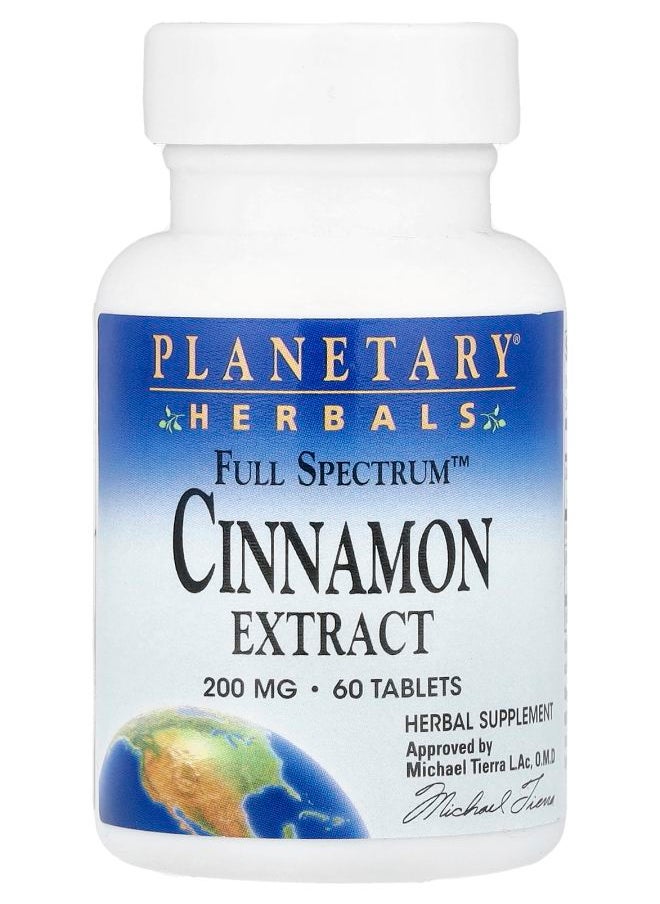 PLANETARY HERBALS Full Spectrum™ Cinnamon Extract 400 mg 60 Tablets (200 mg per Tablet) 