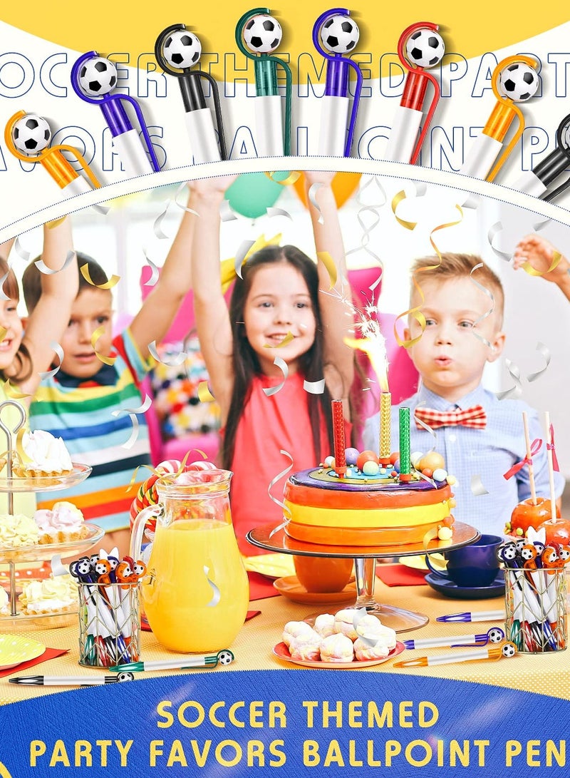 Excefore 20 Pcs Soccer Shape Ballpoint Pens with Soft Grip, Multicolor Retractable Pens with Black Ink, Perfect for School, Football Fans, 5 Colors Included (Simple) - Image 4