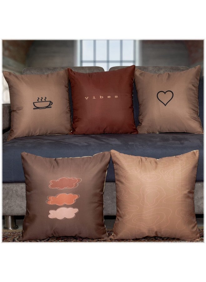 Vendola Mocha Microfiber Satin 250TC Cushion Pillow Covers, Coffee Brown, Set of 5(Mocha,20x20) - Image 1