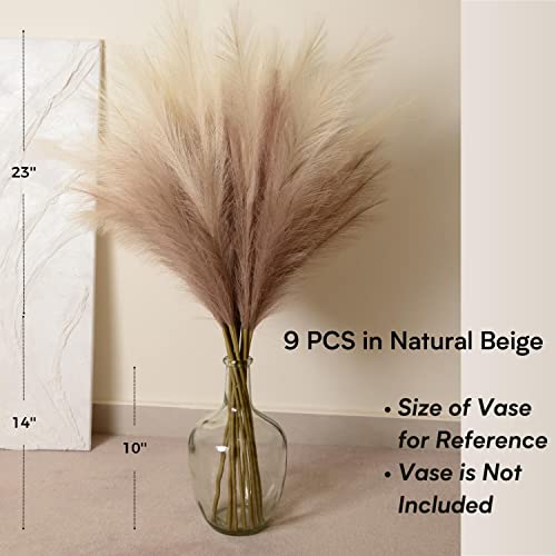 Qubitful Faux Pampas Grass, 9 PCS 37''/3.1FT Tall Fluffy Fake Pompas Floral, Large Artificial Pompous Grass Branches for Floor Vase Fillers, Boho Farmhouse Room Wedding Decor (Mixed Color) - Image 5
